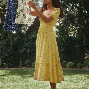 Reformation Floral Yellow Dress